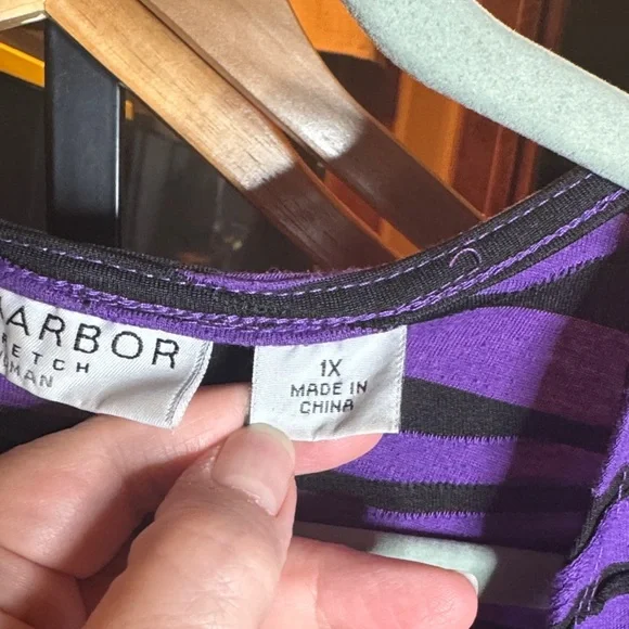 Vintage Sag Harbor Purple and Black Textured Embroidered Cardigan Blazer Size 1X - Picture 4 of 9